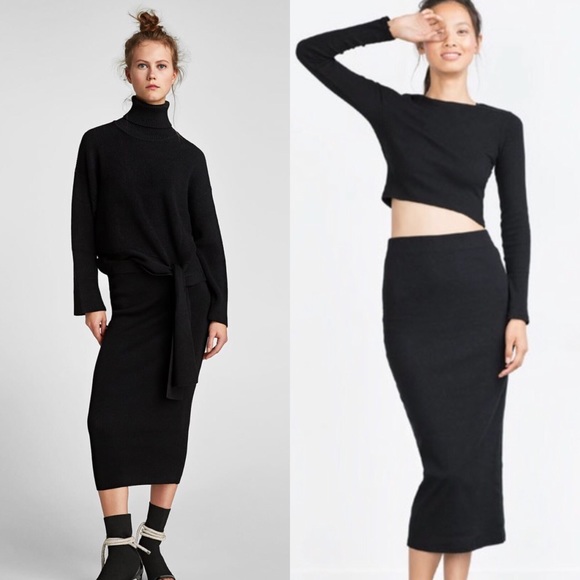 zara knit midi skirt